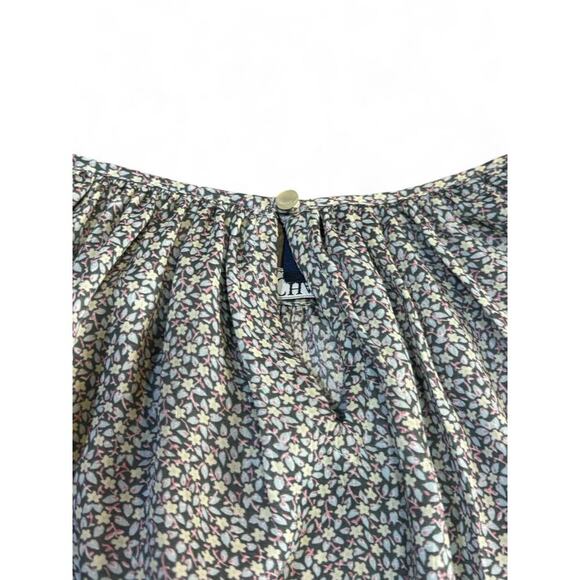 Chaps Women's Floral Boho Blouse Pullover Bell Sleeves Blue Patterned XL - Picture 3 of 8